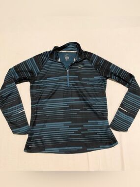 Nike Dri-FIT Element 1/4 Zip Running Top Blue Striped Women's XL